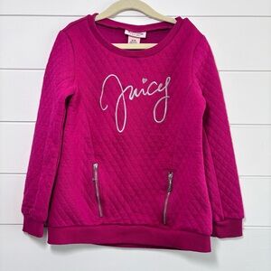 Juicy Couture‎ Hot Pink Quilted Logo Long Sleeve Sweater  8/10 Zippered Pockets